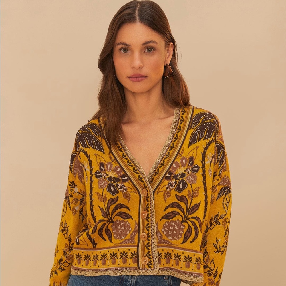 Yellow Golden Oasis Knit Cardigan